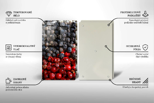 Üveg vágódeszka Fekete bors