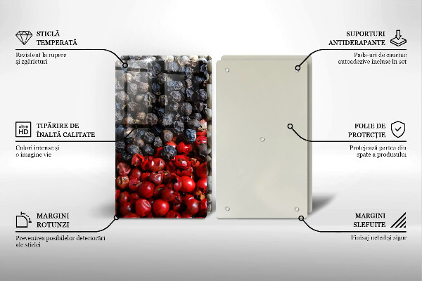 Üveg vágódeszka Fekete bors