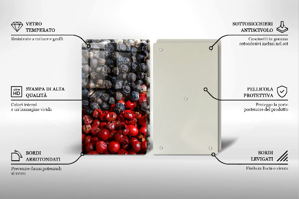 Üveg vágódeszka Fekete bors