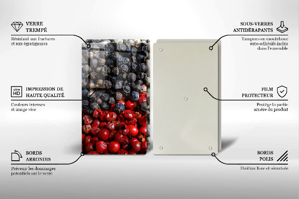 Üveg vágódeszka Fekete bors