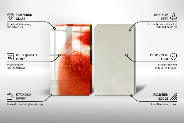 Üveg vágódeszka pirospaprika