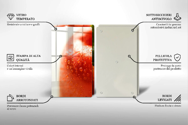 Üveg vágódeszka pirospaprika