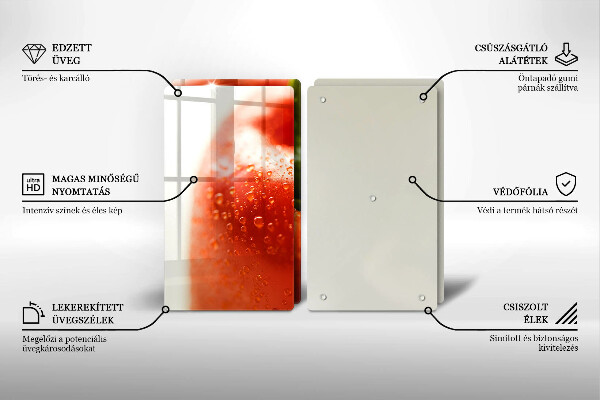 Üveg vágódeszka pirospaprika