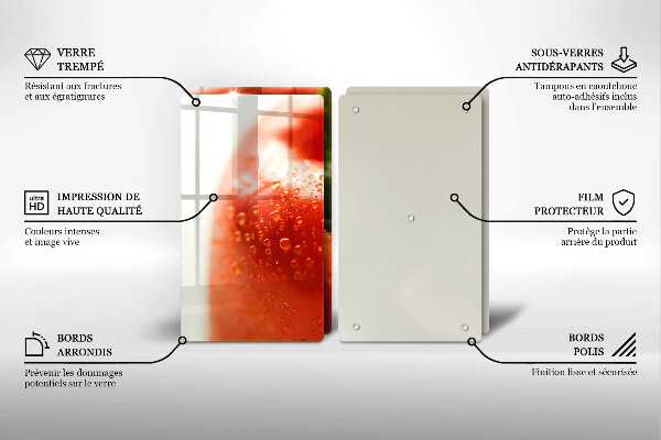 Üveg vágódeszka pirospaprika