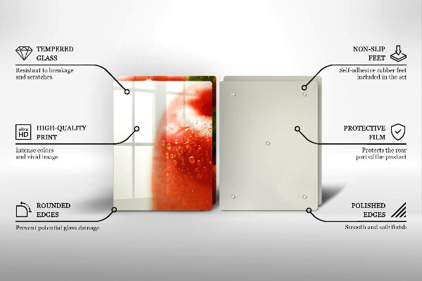 Üveg vágódeszka pirospaprika