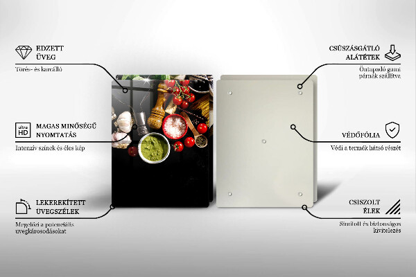 Üveg vágódeszka Olasz alapanyagok és fűszerek