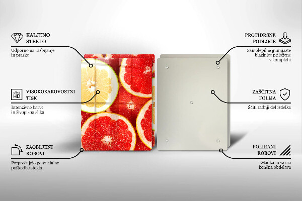 Üveg vágódeszka Grapefruit szeletek