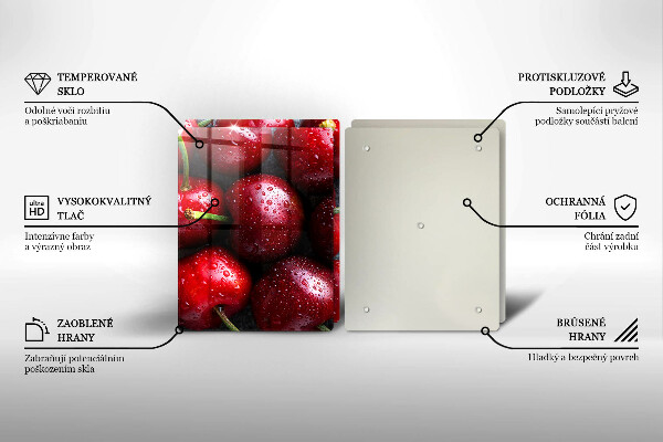 Üveg vágódeszka Közeli kép a cseresznye