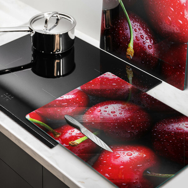 Üveg vágódeszka Közeli kép a cseresznye