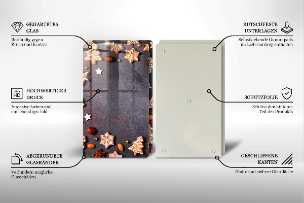 Üveg vágódeszka Mézeskalács karácsony