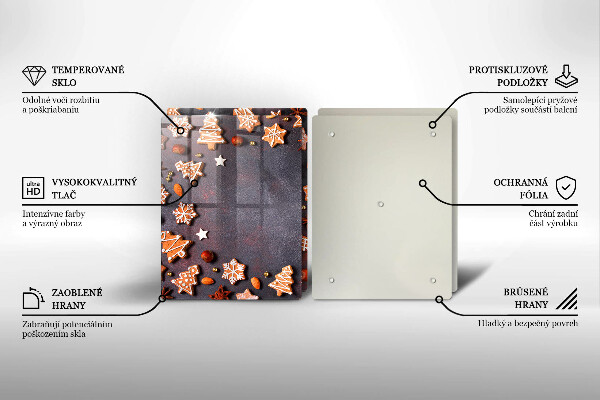 Üveg vágódeszka Mézeskalács karácsony