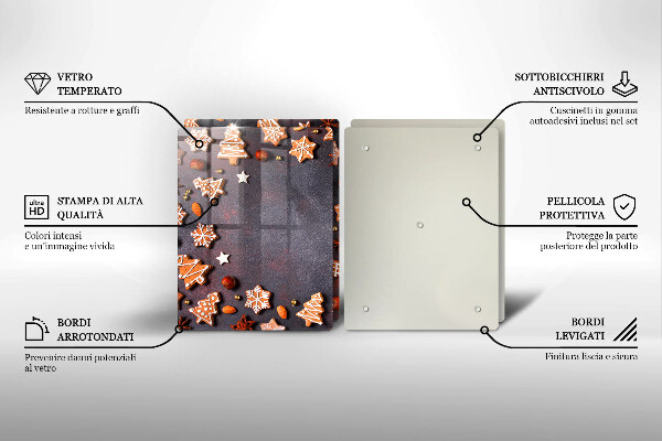 Üveg vágódeszka Mézeskalács karácsony