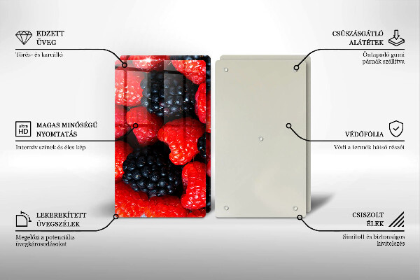 Üveg vágódeszka Málna és szeder