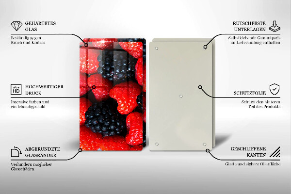 Üveg vágódeszka Málna és szeder