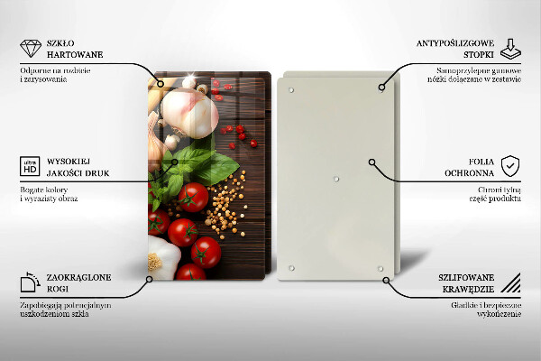 Üveg vágódeszka Zöldségek az asztalon