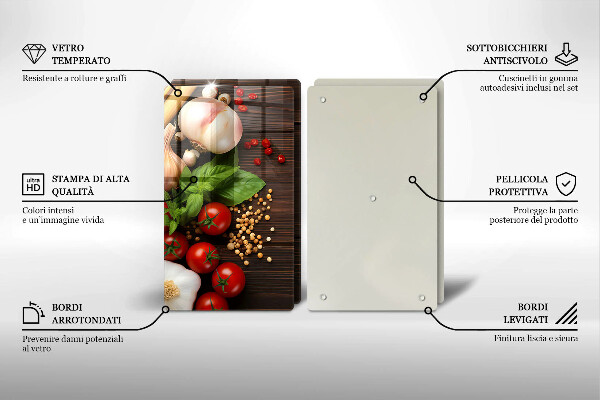 Üveg vágódeszka Zöldségek az asztalon