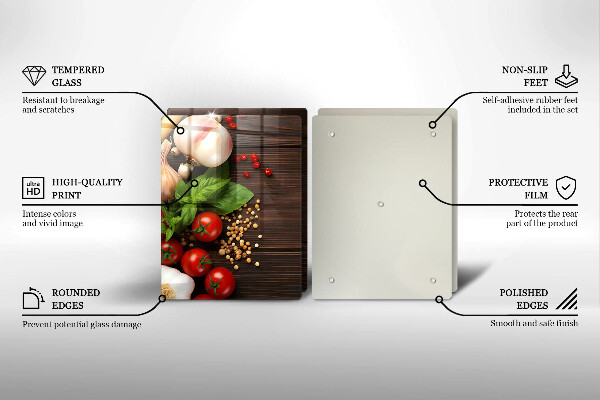 Üveg vágódeszka Zöldségek az asztalon