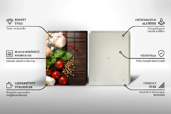 Üveg vágódeszka Zöldségek az asztalon