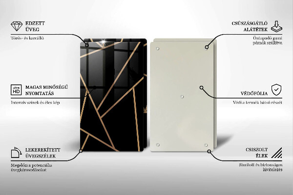 Üveg vágódeszka Fekete absztrakció