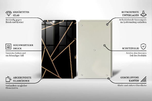 Üveg vágódeszka Fekete absztrakció