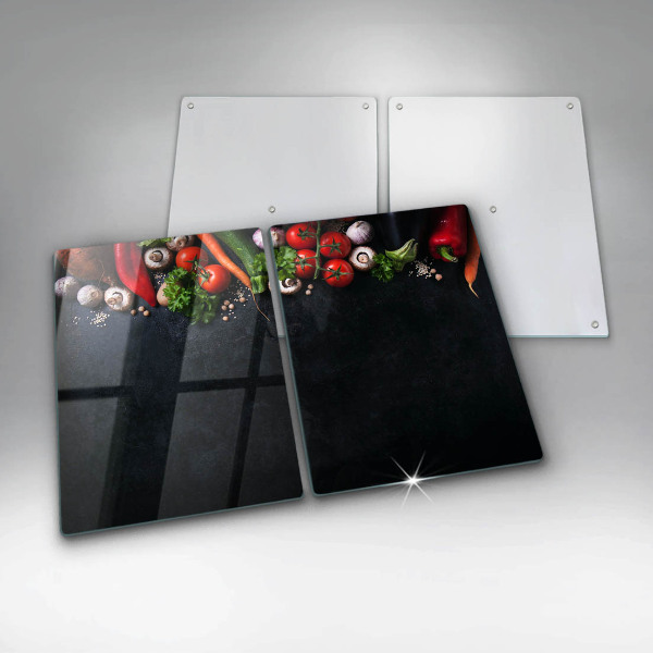 Üveg vágódeszka Színes zöldségek