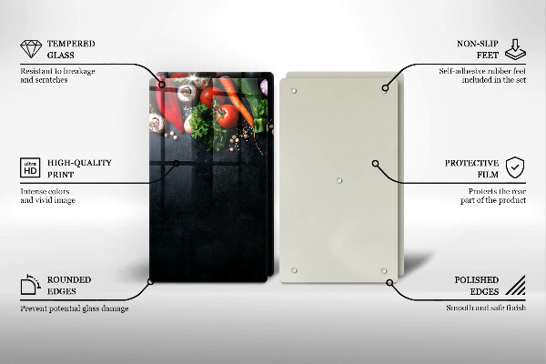 Üveg vágódeszka Színes zöldségek