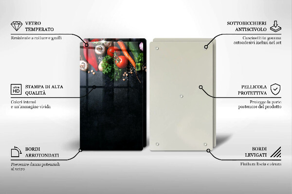 Üveg vágódeszka Színes zöldségek