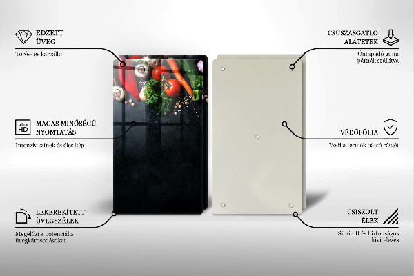 Üveg vágódeszka Színes zöldségek