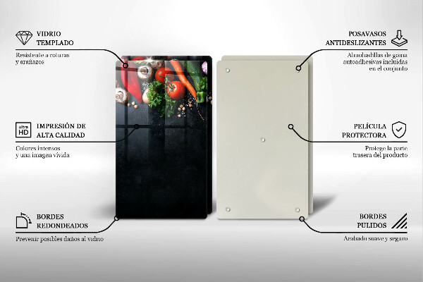 Üveg vágódeszka Színes zöldségek