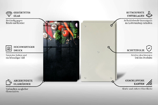 Üveg vágódeszka Színes zöldségek