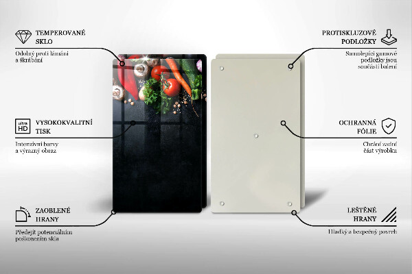 Üveg vágódeszka Színes zöldségek