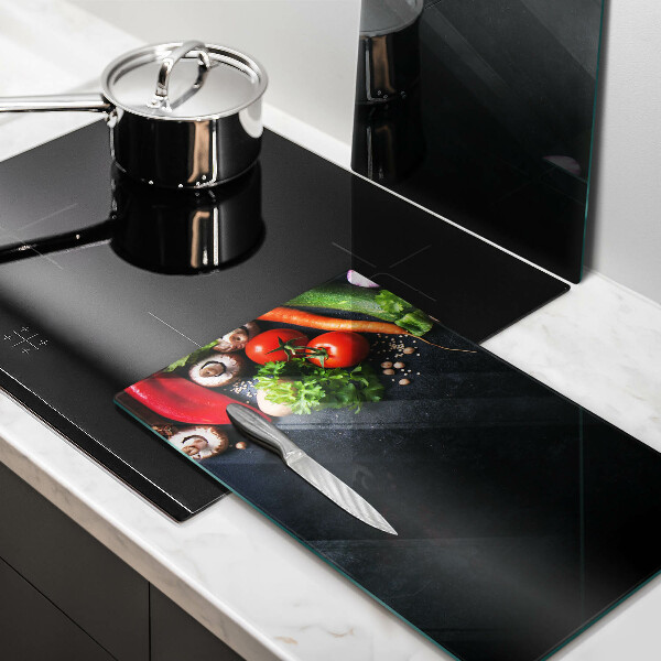 Üveg vágódeszka Színes zöldségek