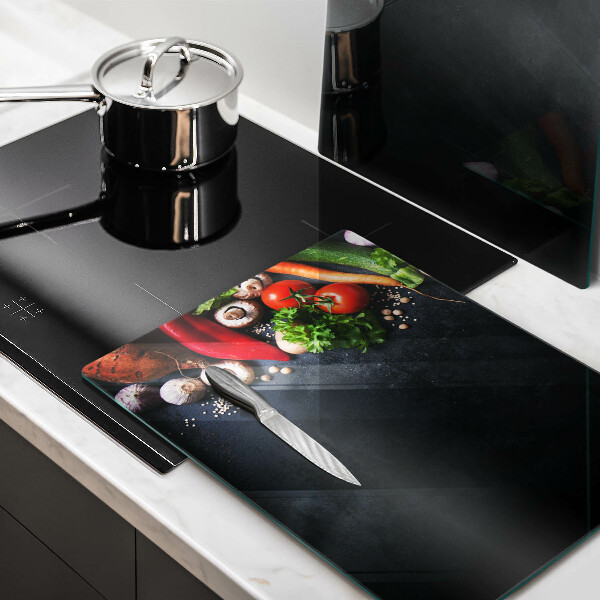 Üveg vágódeszka Színes zöldségek