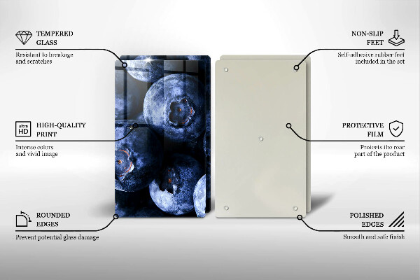 Üveg vágódeszka Közelkép a bogyók