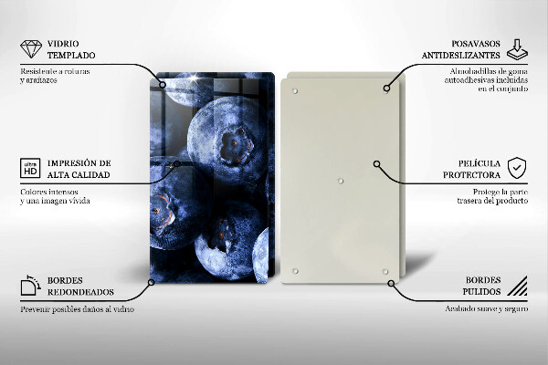 Üveg vágódeszka Közelkép a bogyók