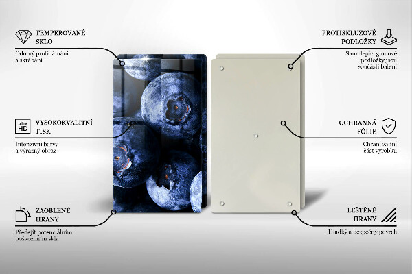 Üveg vágódeszka Közelkép a bogyók