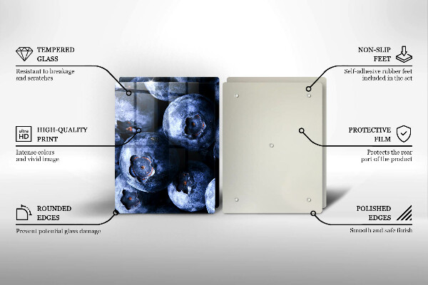 Üveg vágódeszka Közelkép a bogyók