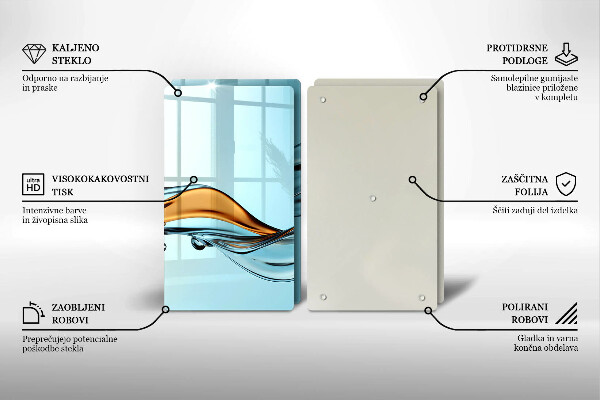 Üveg vágódeszka Víz kék alapon