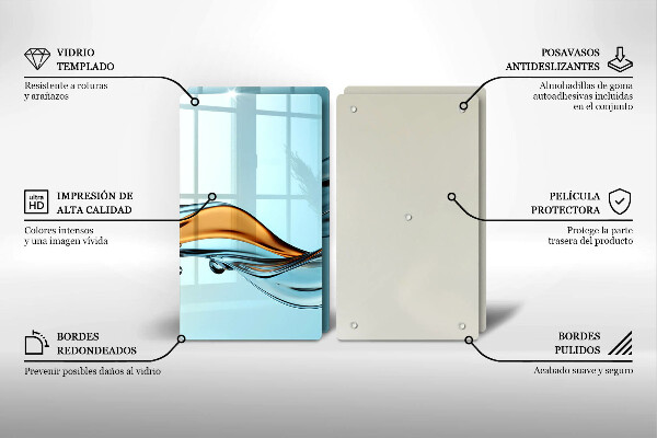 Üveg vágódeszka Víz kék alapon