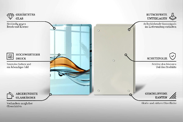 Üveg vágódeszka Víz kék alapon