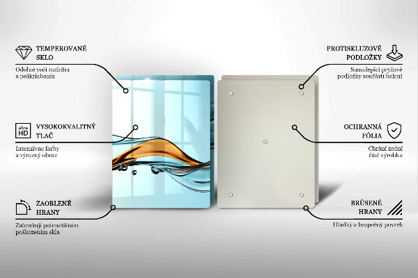 Üveg vágódeszka Víz kék alapon