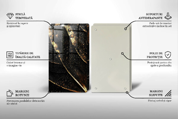 Üveg vágódeszka Aranylemez