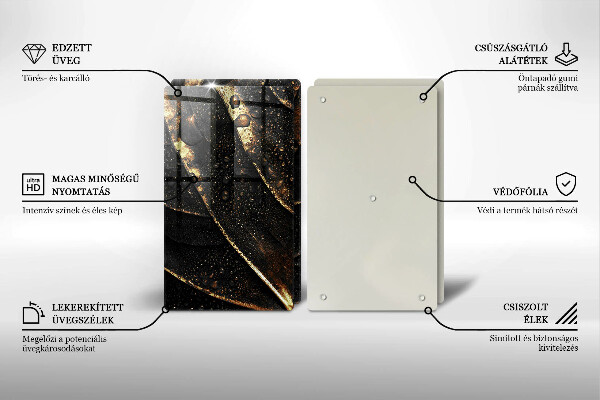 Üveg vágódeszka Aranylemez