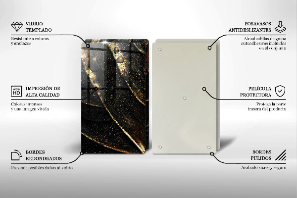 Üveg vágódeszka Aranylemez