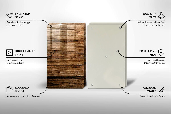 Üveg vágódeszka Fa textúra