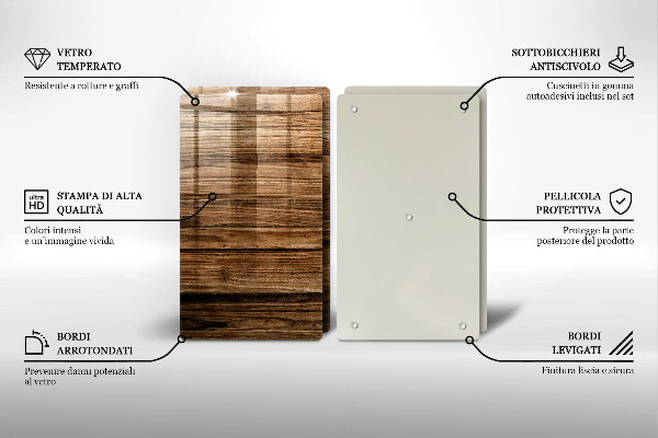 Üveg vágódeszka Fa textúra