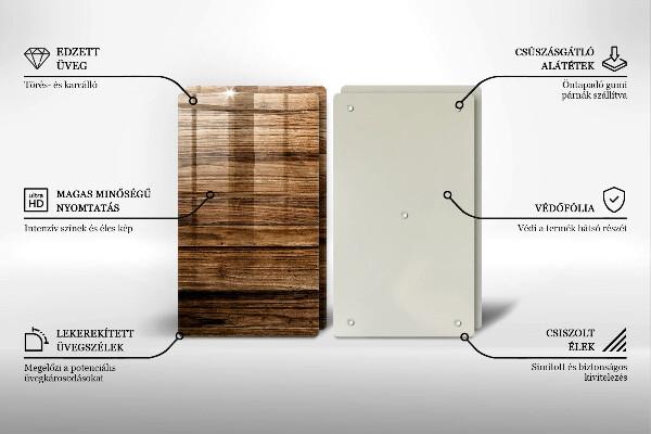 Üveg vágódeszka Fa textúra