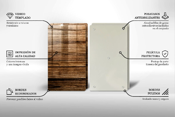 Üveg vágódeszka Fa textúra