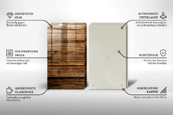 Üveg vágódeszka Fa textúra