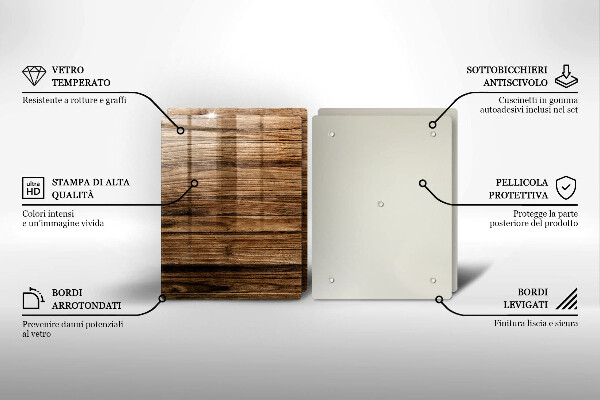 Üveg vágódeszka Fa textúra